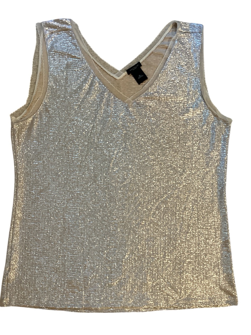 Ann Taylor, size XL, Sparkle V-Neck Metallic Tank Top - Gold, super lightweight